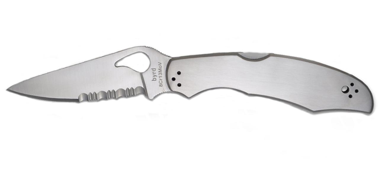 Ніж Spyderco Byrd Cara Cara 2, сталева ручка, полусеррейтор