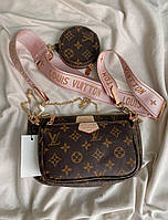 Жіноча шкіряна сумка крос-боді LV люкс коричнева