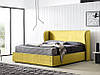 Кровать двуспальная с мягким изголовьем и ушками MeBelle URJA 160х190 подъемный механизм, желтый велюр, фото 4