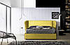 Кровать двуспальная с мягким изголовьем и ушками MeBelle URJA 160х190 подъемный механизм, желтый велюр, фото 5