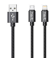 Кабель Havit HV-CB336 USB - Micro USB + Lightning 1 м 2 А Чорний, фото 4
