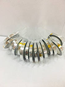 Срібна стрічка "Зигзаг" 6 мм №5 (10 шт./уп.) у рулоні на липкій основі для дизайну нігтів