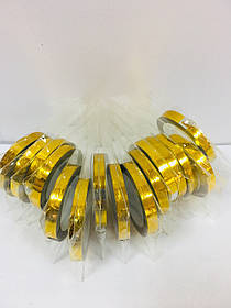 Жовта стрічка "Зигзаг" 6 мм №7 (10 шт./уп.) у рулоні на липкій основі для дизайну нігтів