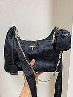 Жіноча сумка Prada Re-Edition black leather | Клатч Прада Чорний Шкіра