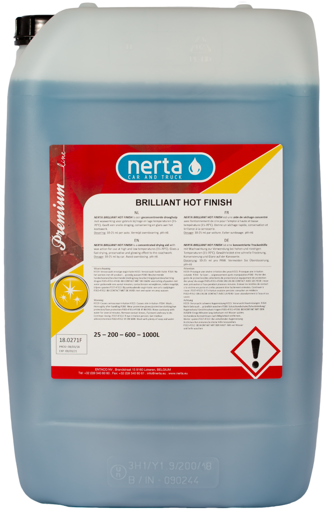 Гарячий полімерний віск Nerta Brilliant Hot Finish для сушіння та захисту автомобіля після миття 5 л