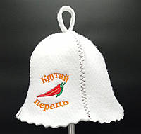 Банная шапка Колокольчик для сауны "Крутий Перець" белая (СF-G-CPRW)