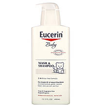 Гель для душу і шампунь, без аромату 400 мл Eucerin, Baby