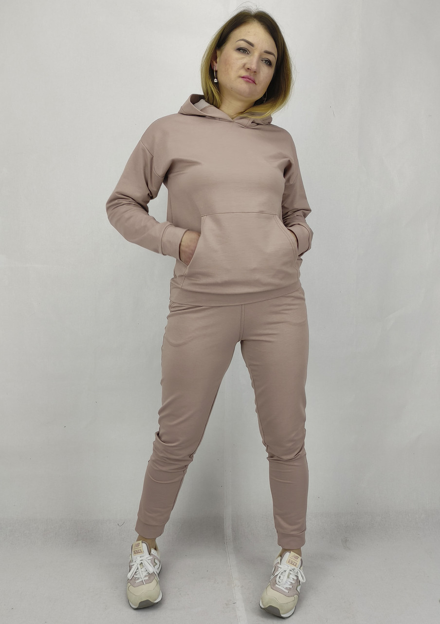 Жіночий спортивний костюм весна літо з капюшоном кольорі пудра S, M, L, XL, XXL