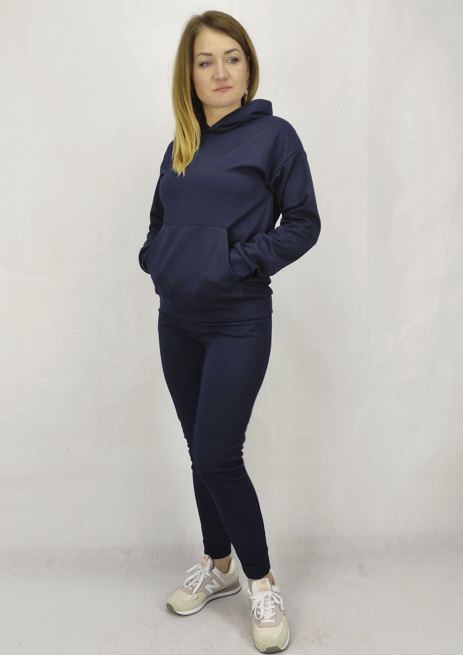 Жіночий спортивний костюм весна літо з капюшоном в темно синьому кольорі  S, M, L, XL, XXL