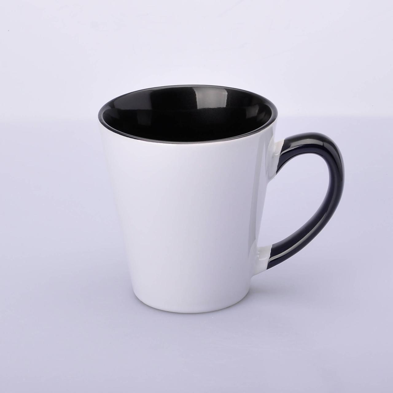 Чашка для сублімації LATTE кольорова всередині і ручка (чорний), фото 1