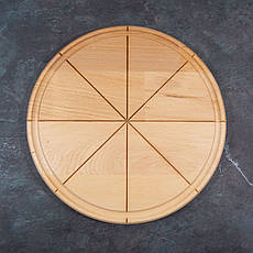 Дошка кругла для подачі і нарізки піци з жолобком пазами розміткою для порізки трикутників "Шматочок" 29 см
