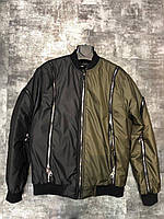 Мужская дизайнерская куртка бомбер M724 черно-зеленая S, М