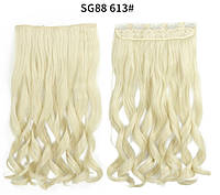 Волосы на заколках блонд №613 Трессы волнистые термостойкие затылочная прядь на клипсах (3823)