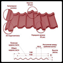 Металочерепиця MELBOURNE 0,5 мм RAL 6005 РЕ, фото 4