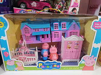 Ігровий набір Свинки Пеппи Peppa Pig 4 персонажі будиночок, дитяче ліжечко та шафа.