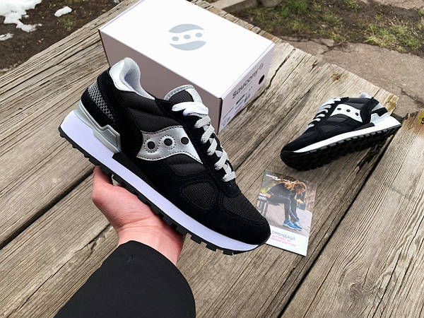 Saucony shadow black silver sale