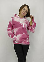 Жіноча спортива кофта весна літо з капюшоном прінт тай-дай розовий S, M, L, XL, XXL