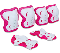Защита детская наколенники, налокотники, перчатки Record SK-6328B (р. M-8-12лет, розовый-белый)