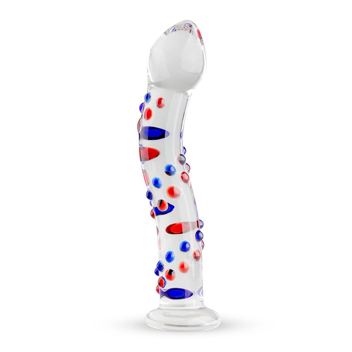 Скляний фалоїмітатор із вигинами та малюнком Gildo Glass Dildo No. 3, 18,5х3,5 см., фото 1