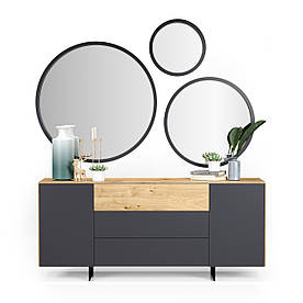 Стильний комод для одягу MeBelle CHILL 160 х 40 х 71 см, ЛДСП дуб + сірий графіт, сучасний стиль