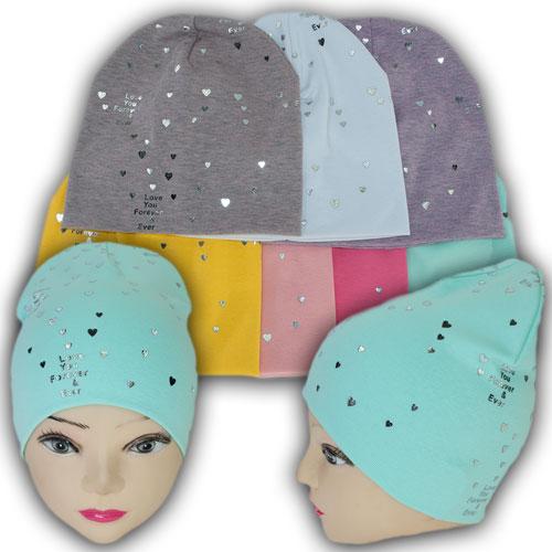 ОПТ Подвійна трикотажна шапка для дівчинки, р. 50-54 (5 шт./набір), фото 1