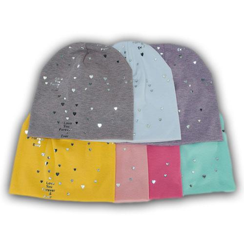 Двойная трикотажная шапка для девочки Двойная трикотажная шапка для девочки