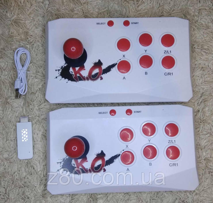 Бездротова ігрова ретро ТВ приставка консоль стік HDMI з аркадними джойстиками 1888 ігор денді сега нінтендо, фото 1