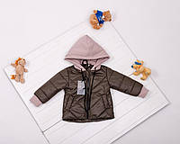 Стильная демисезонная куртка "Николас" для детей на 1-4 года, с трикотажным капюшоном. Хаки