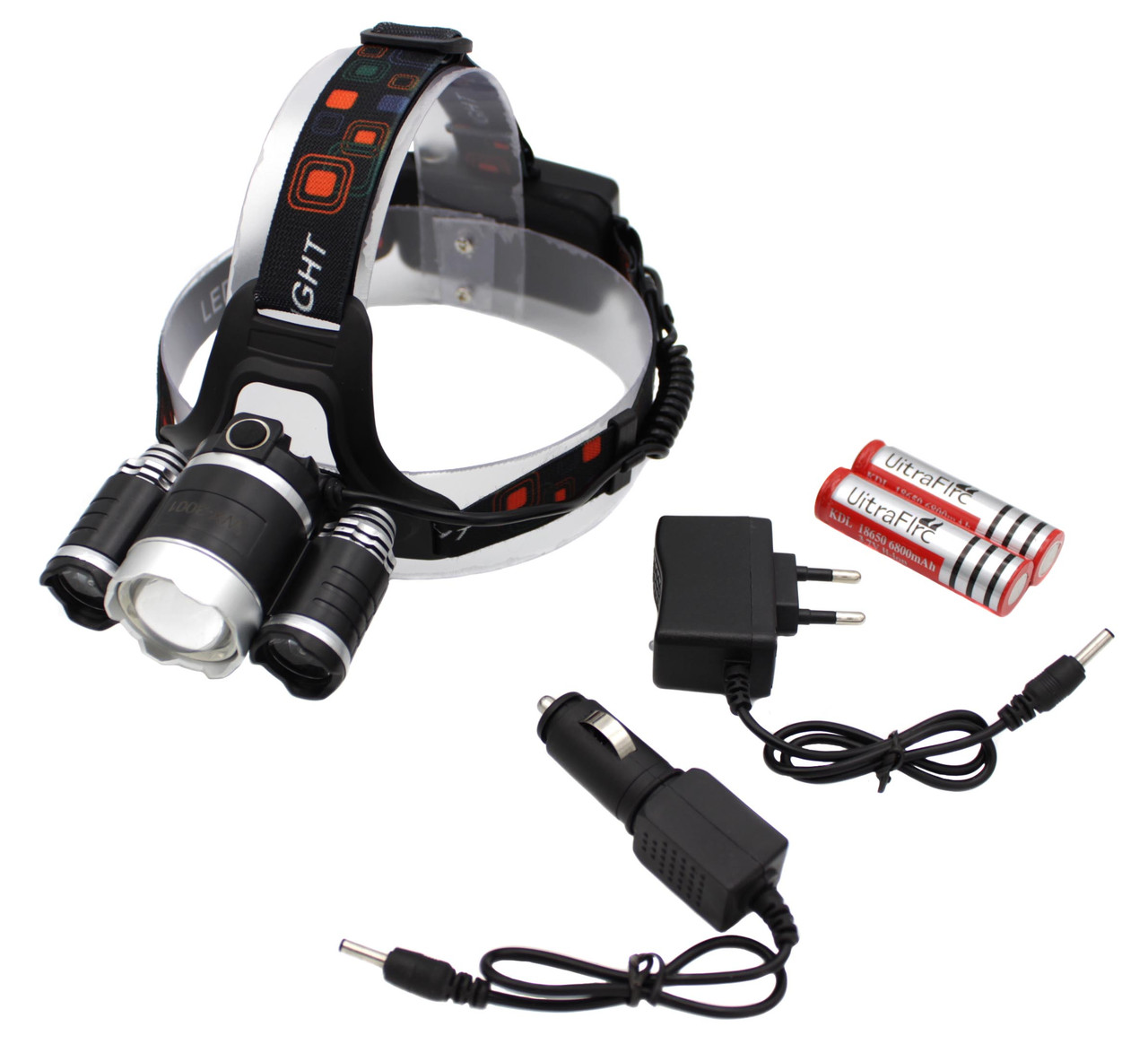 Ліхтар налобний BORUIT RJ3001/Акк./T6 LED/ZOOM/ Автозаряджання/ Кріплення на голову