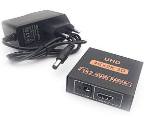 HDMI Splitter 1x2 v1.4, Full 3D 4Kx2K метал, фото 3