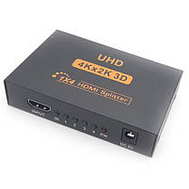 HDMI Splitter 1x4 v1.4, Full 3D 4Kx2K метал, фото 3