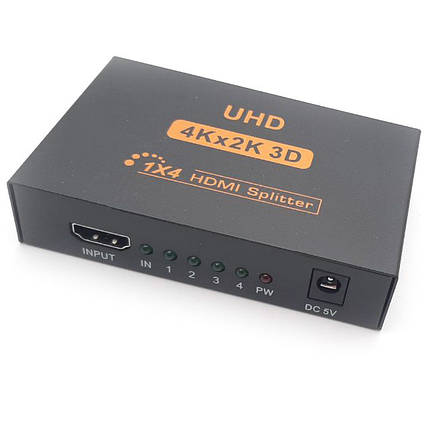 HDMI Splitter 1x4 v1.4, Full 3D 4Kx2K метал, фото 1