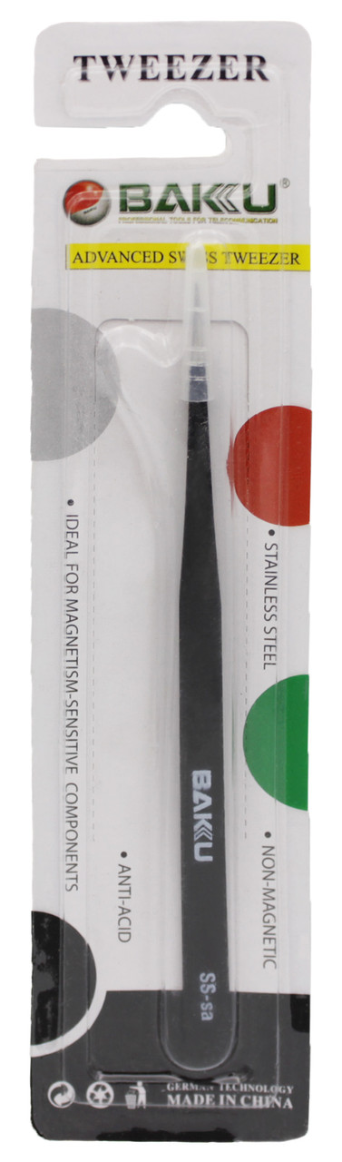 Пінцет прямий Tweezer Baku чорний ESD