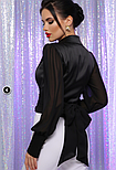 Чорна вечірня жіноча блуза, розмір S, фото 3