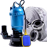 Фекальний насос 1,5 кВт + рукав 50 мм із гайками, з подрібнювачем GRAND water WQD 12 метрів підйом, фото 10