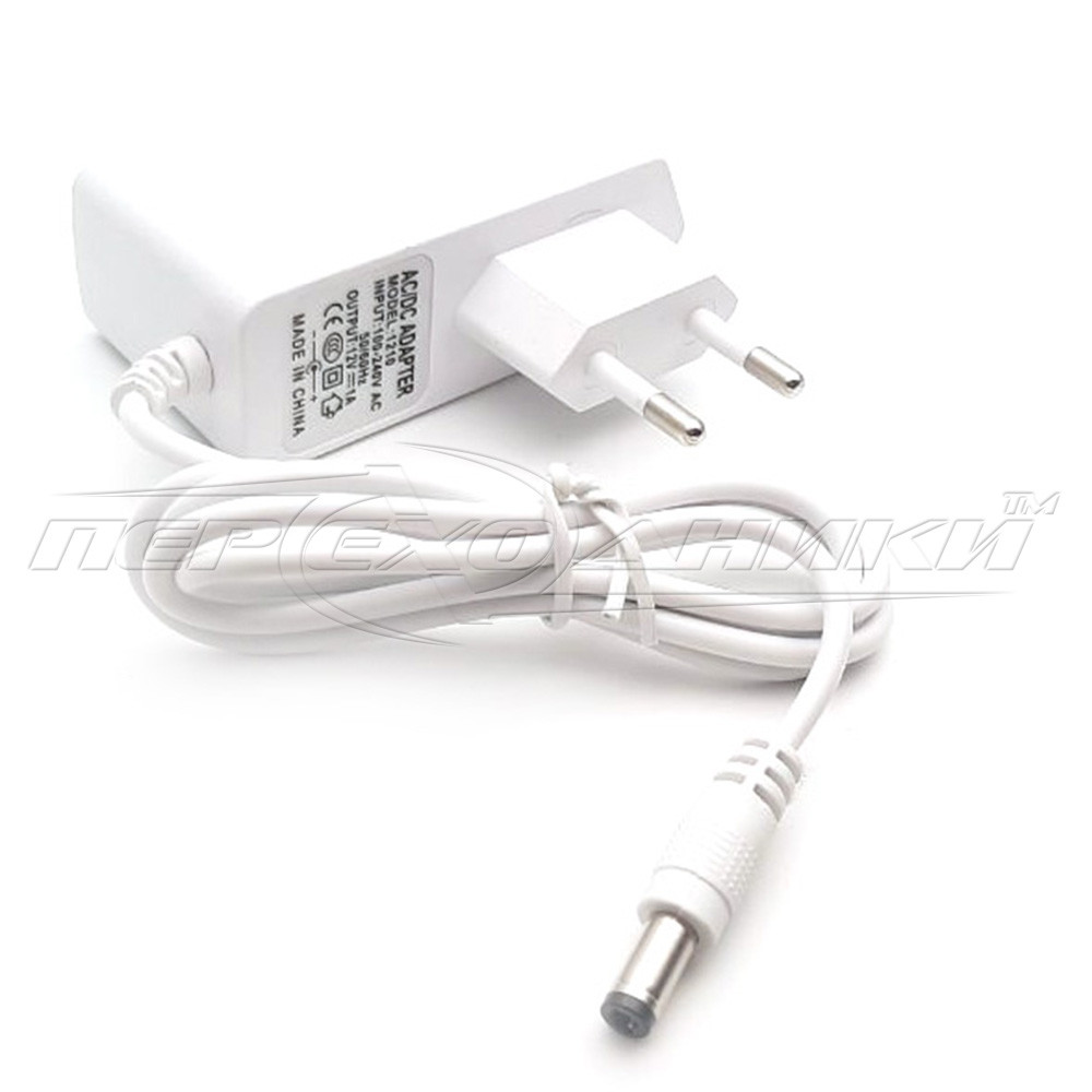 Імпульсний блок живлення 12 V 1 A (12 Вт), білий, штекер 5.5х2.5 мм, 1.2 м (природна якість)