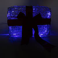 Светодиодная декорация - подарочная коробка, 14 см, прозрачный, 20л, голубой, акрил (040858)