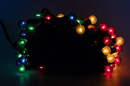 Гірлянда з лампочками розжарювання - перлинні кульки, 10 м, 100 л, 8 режимів, різнокольоровий, IP20 (050642)