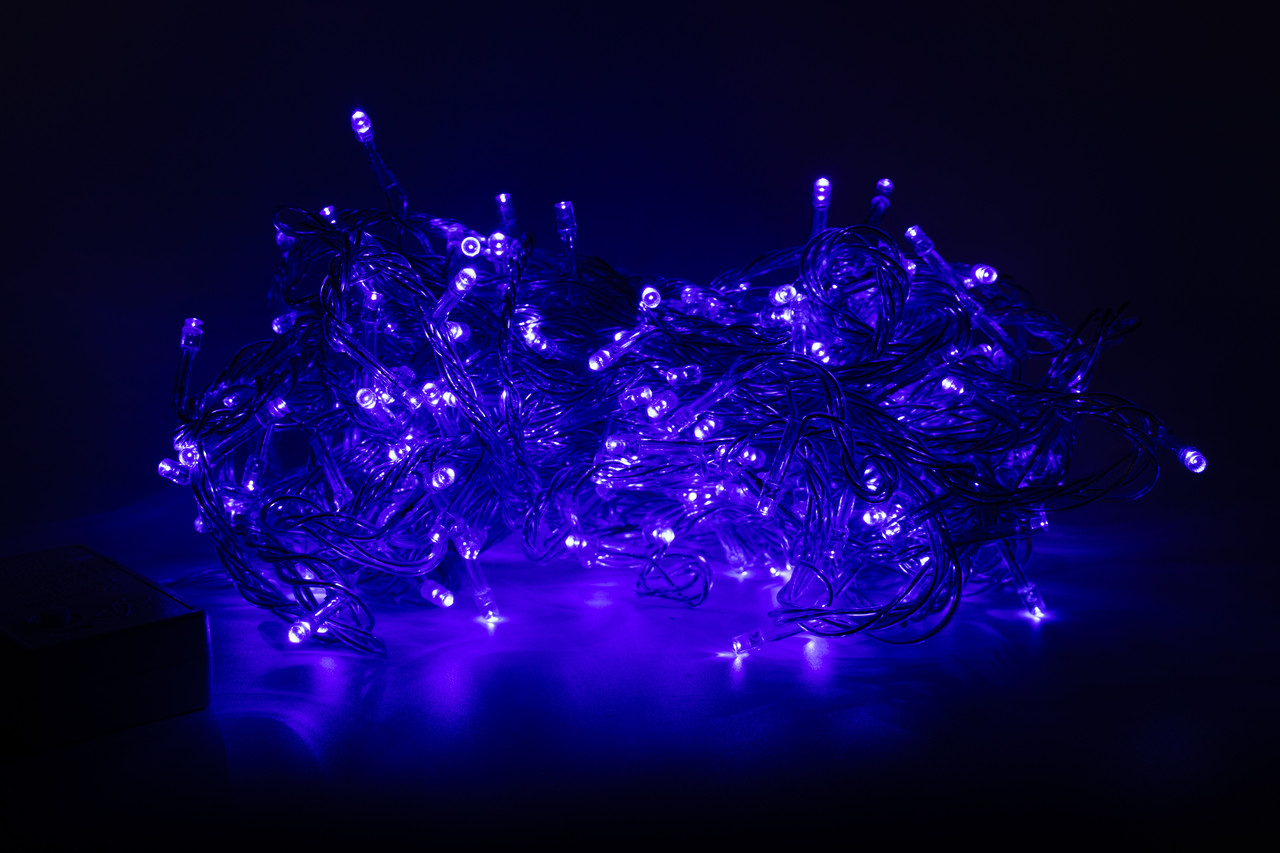 Світлодіодна гірлянда, 12 м, 240 л, 8 режимів, синій, IP44 (350124), фото 1