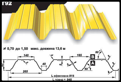 Профнактил Т - 92 Несний Оцинкований 1 мм Завод "BLACHY PRUSZYNSKI", фото 2