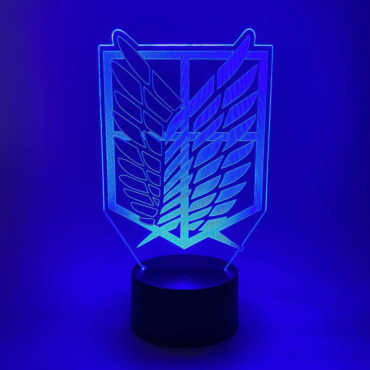 3D нічник "Атака Титанів Герб" (ВОЛІЧНЕ ЗОБРАЖЕННЯ)+ пульт ДК + мережевий адаптер + батарейки (3ААА), фото 1