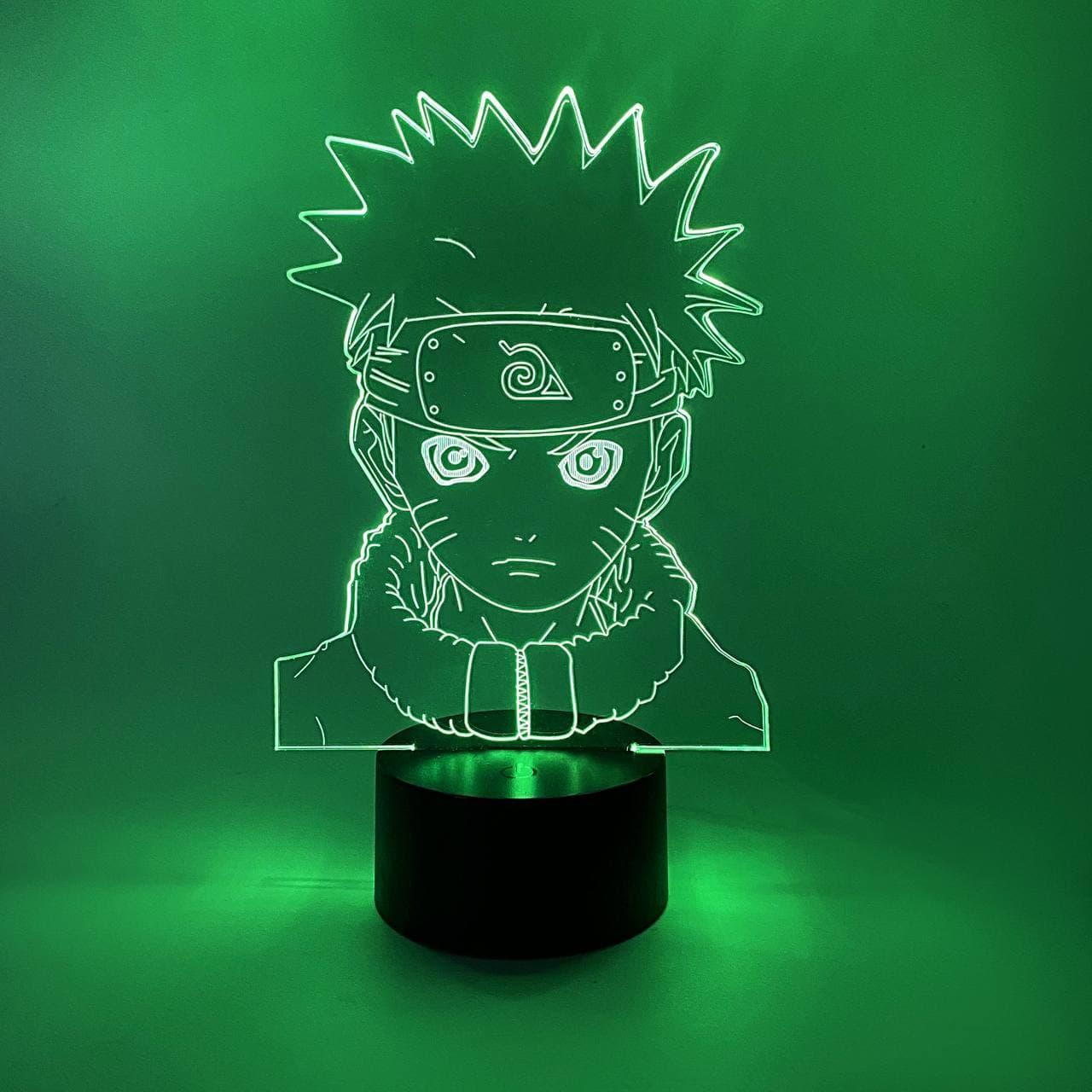 3D нічник "Наруто 3" (ВОЛІЧНЕ ЗОБРАЖЕННЯ) + пульт ДК + мережевий адаптер + батарейки (3ААА)  3DTOYSLAMP, фото 1