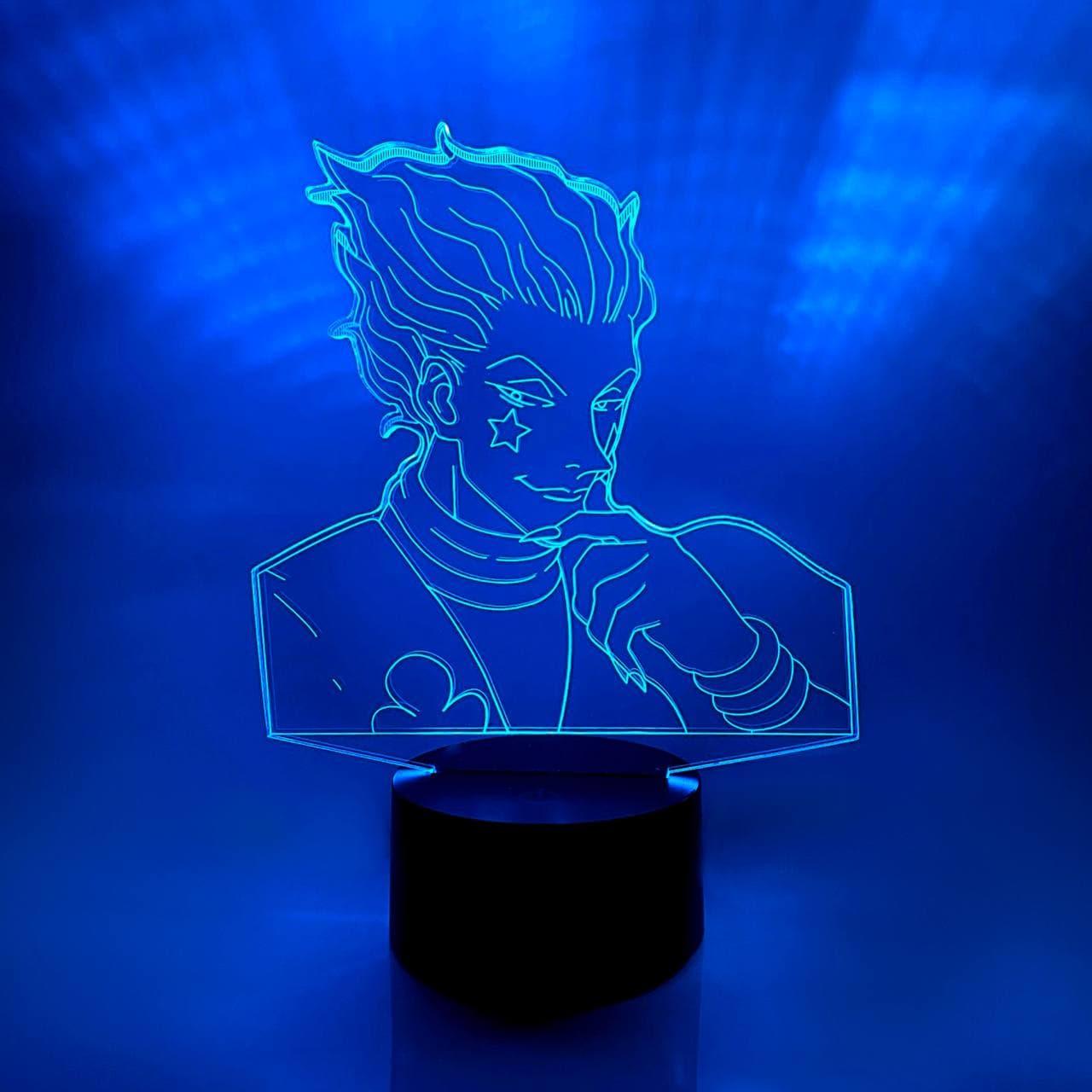 3D нічник "Хисока Мороу" (ВОЛІЧНЕ ЗОБРАЖЕННЯ)+ пульт ДК + мережевий адаптер + батарейки (3ААА)  3DTOYSLAMP, фото 1