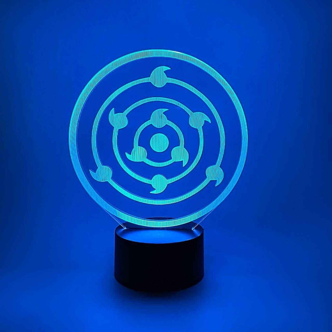 3D нічник "Знак Ринеган Шарингон" + пульт ДК + мережевий адаптер + батарейки (3ААА)  3DTOYSLAMP, фото 1