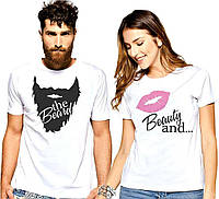 Парные футболки с принтом "Beauty and the Beard" Push IT