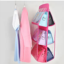 Організатор на 6 відділень для сумок або інших дрібниць рожевого кольору, фото 2