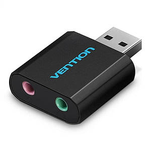 Зовнішня звукова карта USB, 2 в 1, Vention VAB-S17, стереофонічна, 2.1 (підтримує всі ОС)