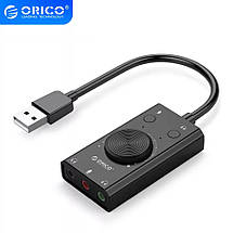 Зовнішня звукова карта з регулятором гучності ORICO, USB2.0, 2 в 1, 3 виходи (підтримує всі ОС), фото 2