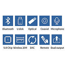 ЦАП цифро-аналоговий перетворювач AYINO, з пультом ДК, Bluetooth 5.0, підтримує USB, мікрофон, фото 3