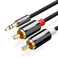 Аудио кабель RCA Ugreen Hi-Fi AUX jack 3.5 mm - 2xRCA 1.5 метра Black